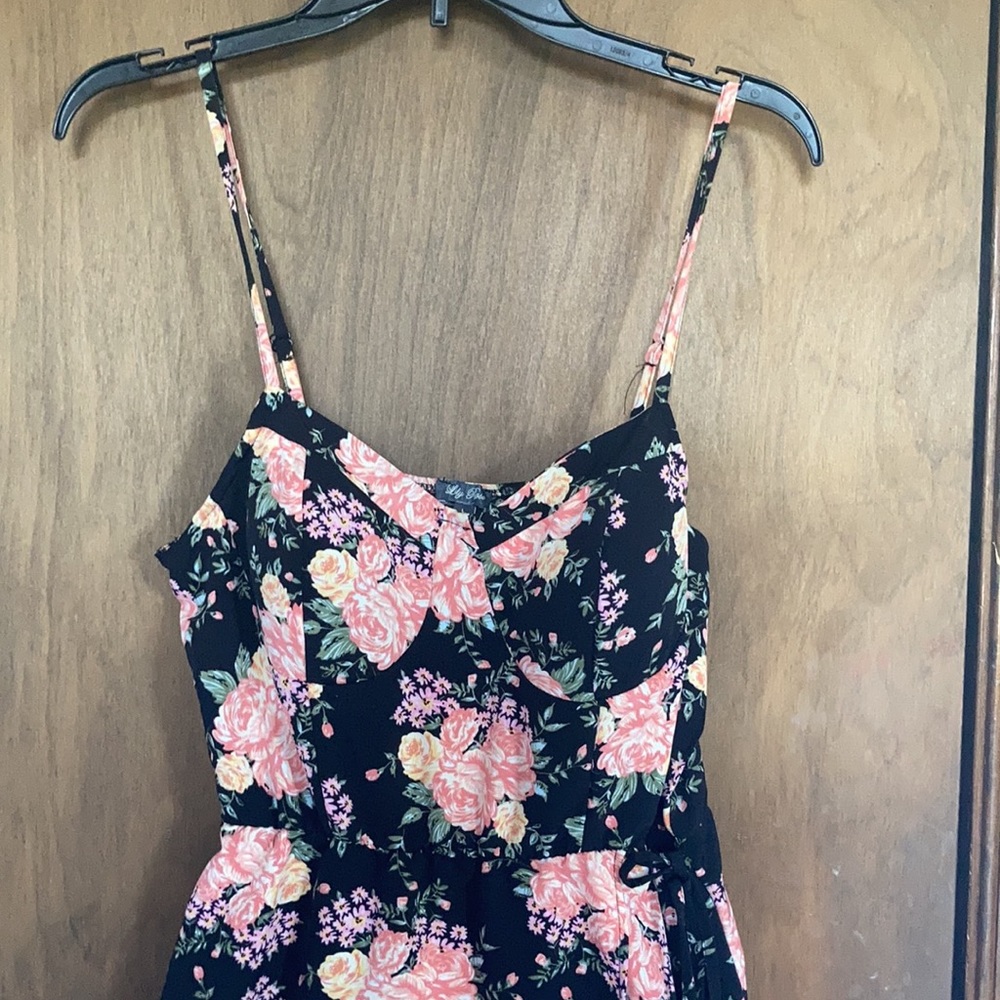 Lily Rose floral print dress lightweight padded bust  boho L juniors - Picture 4 of 17